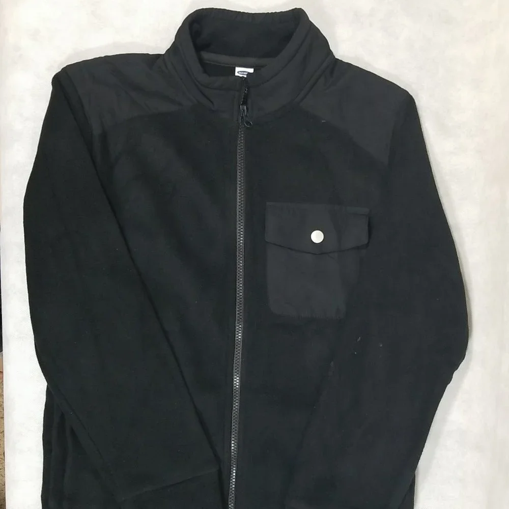 NEW with Tag  Old Navy Fleece Full Zip Jacket ‎ Black  Size XL (14-16)